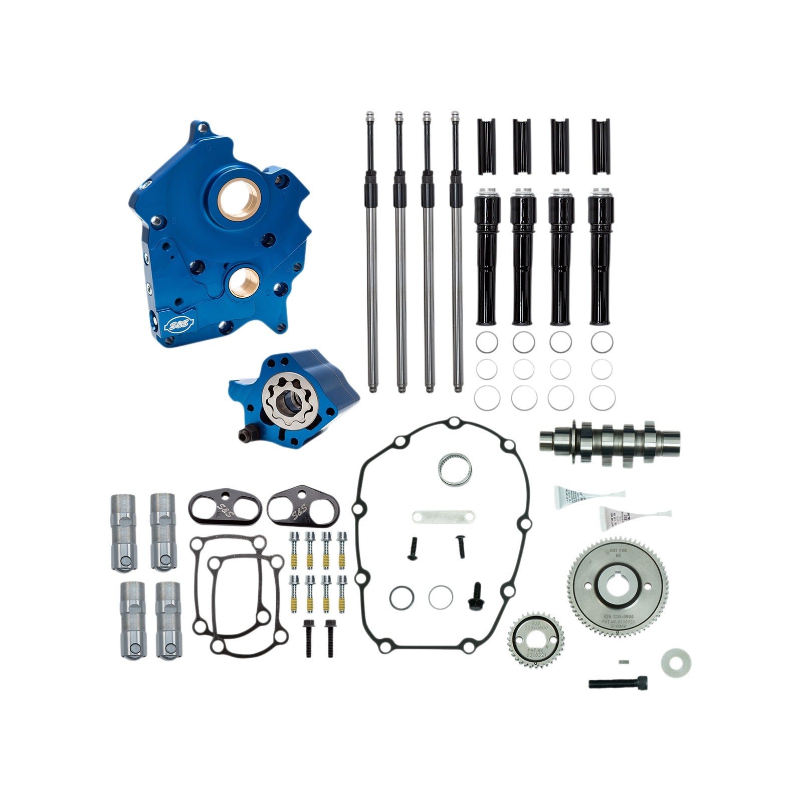 S&S CYCLE - CAM CHEST KIT - OIL COOLED - GEAR DRIVE - 465 CAM - BLACK PUSHROD TUBES - M8