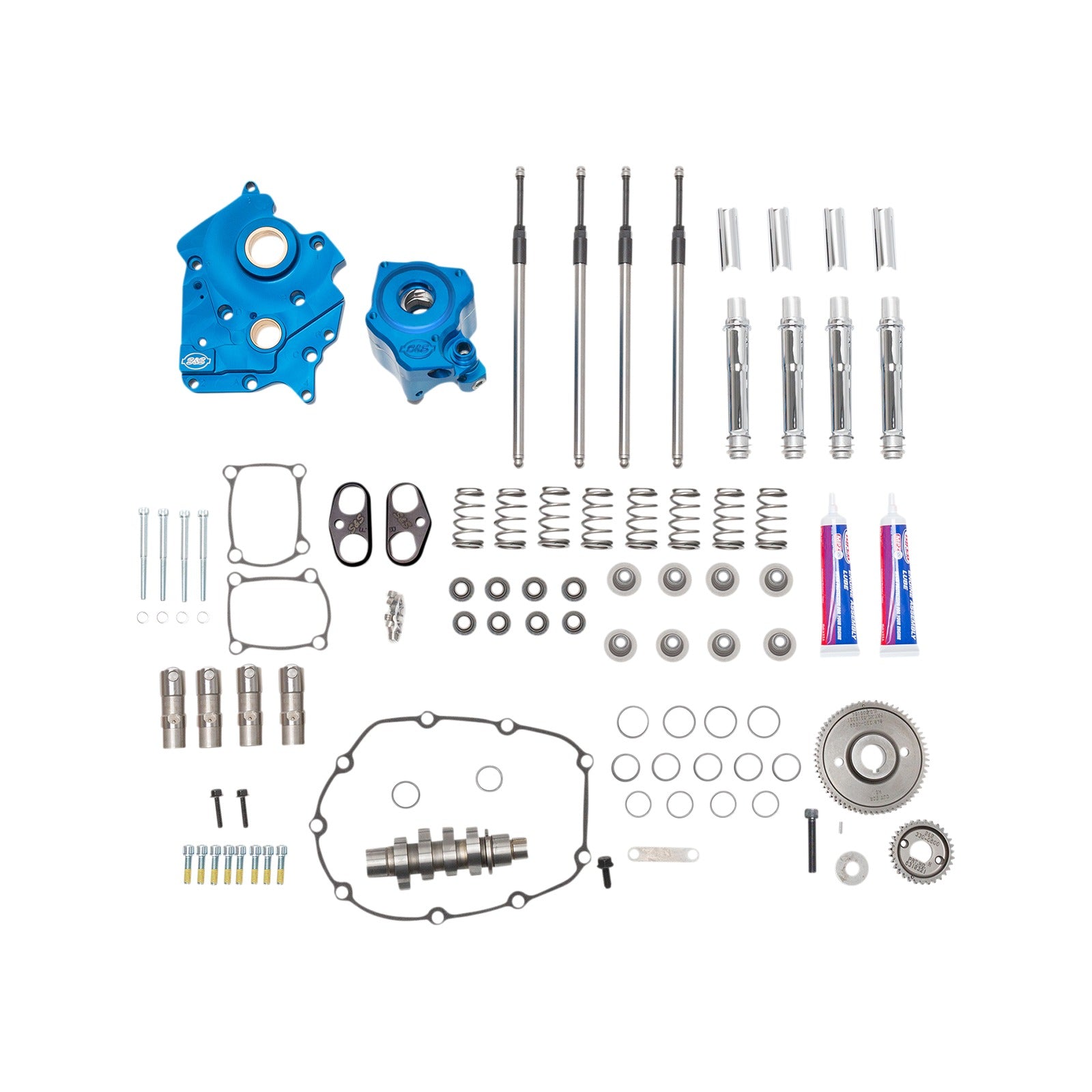 S&S CYCLE - CAM CHEST KIT - WATER COOLED - GEAR DRIVE - 540 CAM - CHROME PUSHROD TUBES - M8