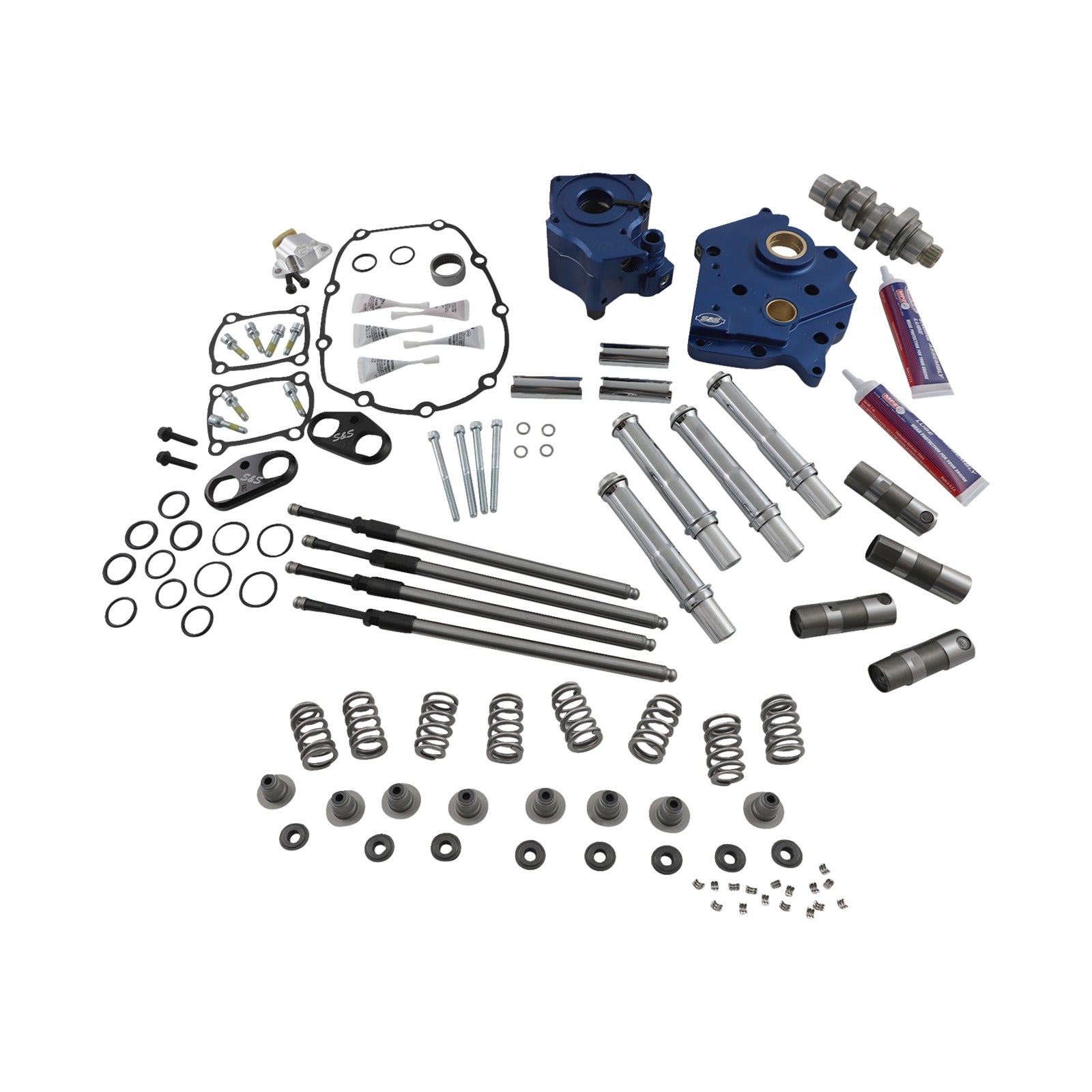 S&S CYCLE - CAM CHEST KIT - OIL COOLED - CHAIN DRIVE - 540 CAM - CHROME PUSHROD TUBES - M8