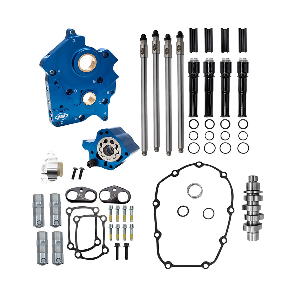 S&S CYCLE - CAM CHEST KIT - OIL COOLED - CHAIN DRIVE - 496 CAM - BLACK PUSHROD TUBES - M8