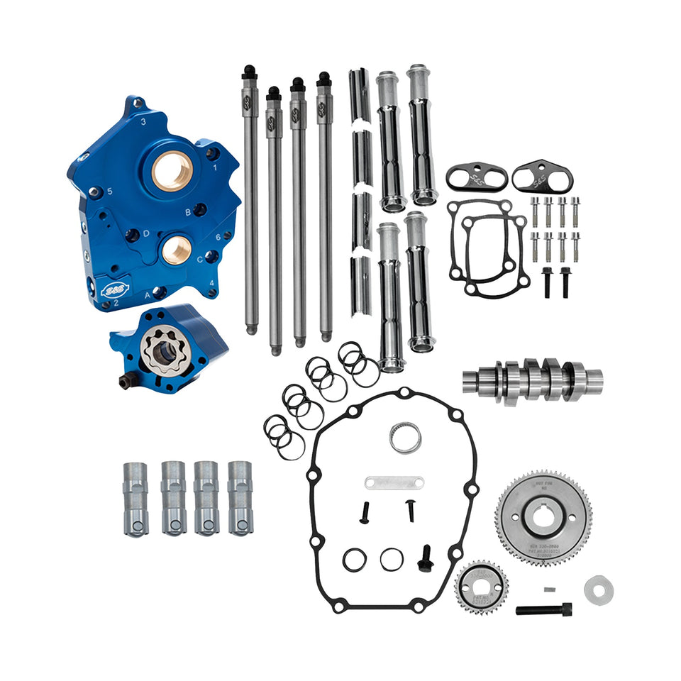 S&S CYCLE - CAM CHEST KIT - OIL COOLED - GEAR DRIVE - 496 CAM - CHROME PUSHROD TUBES - M8