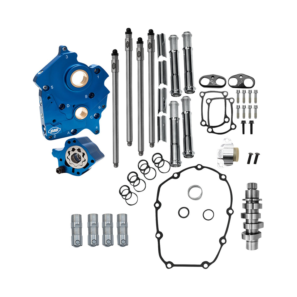 S&S CYCLE - CAM CHEST KIT - WATER COOLED - CHAIN DRIVE - 496 CAM - CHROME PUSHROD TUBES - M8