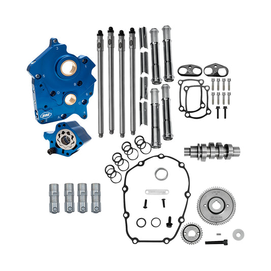 S&S CYCLE - CAM CHEST KIT - WATER COOLED - GEAR DRIVE - 496 CAM - CHROME PUSHROD TUBES - M8