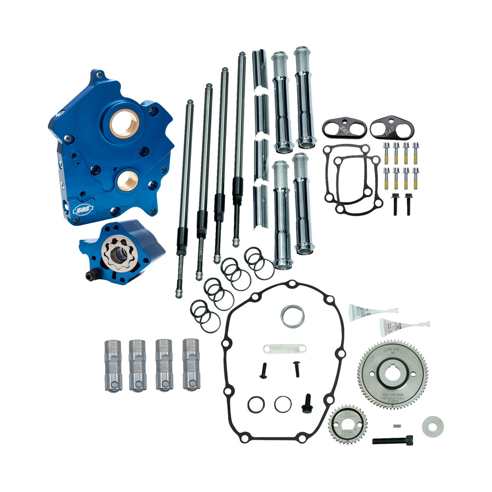 S&S CYCLE - CAM CHEST - OIL COOLED - GEAR DRIVE - CHROME PUSHROD TUBES - M8