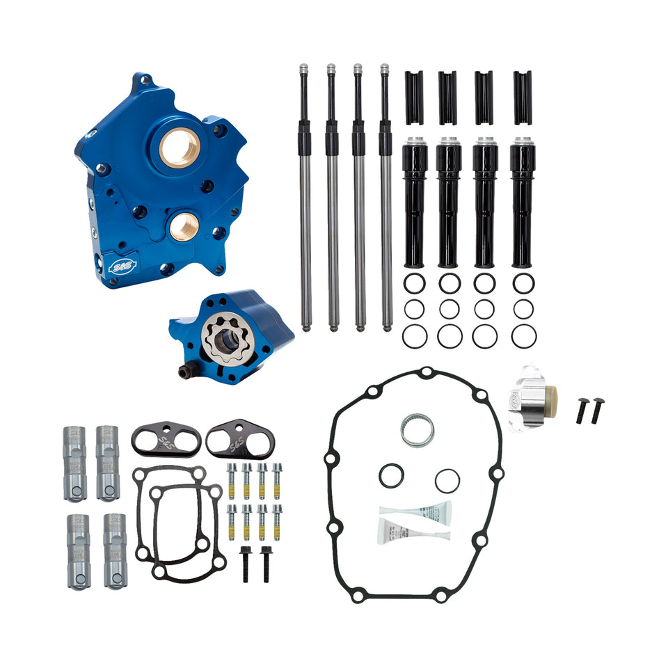 S&S CYCLE - CAM CHEST - OIL COOLED - CHAIN DRIVE - BLACK PUSHROD TUBES - M8