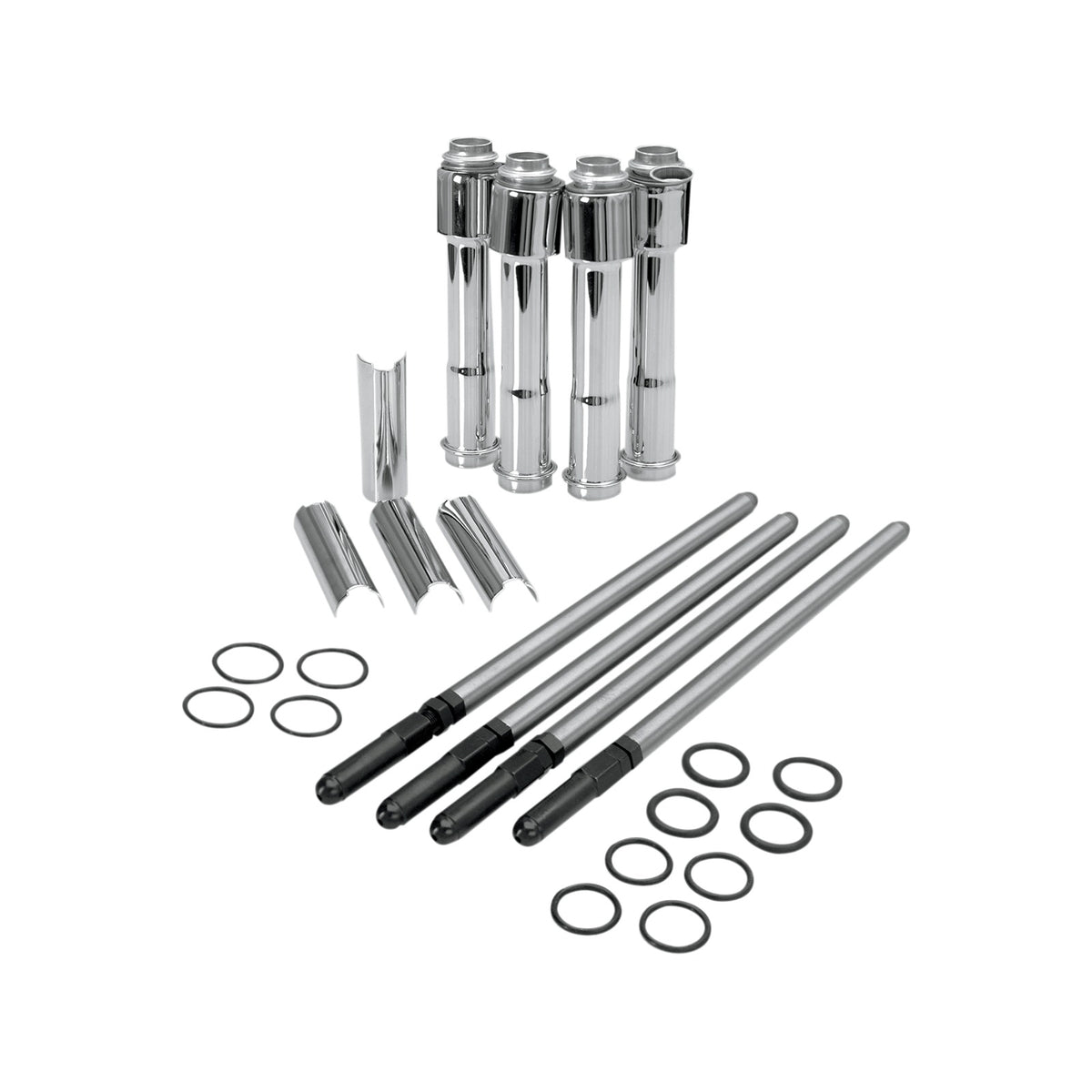 S&S CYCLE - ADJUSTABLE PUSHROD KIT - CHROME COVERS - TWIN CAM '99-'17