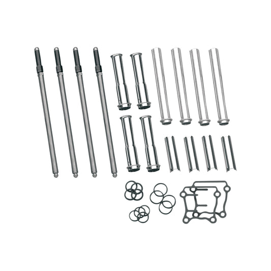 S&S CYCLE - ADJUSTABLE PUSHROD KIT - CHROME COVERS - TWIN CAM '99-'17