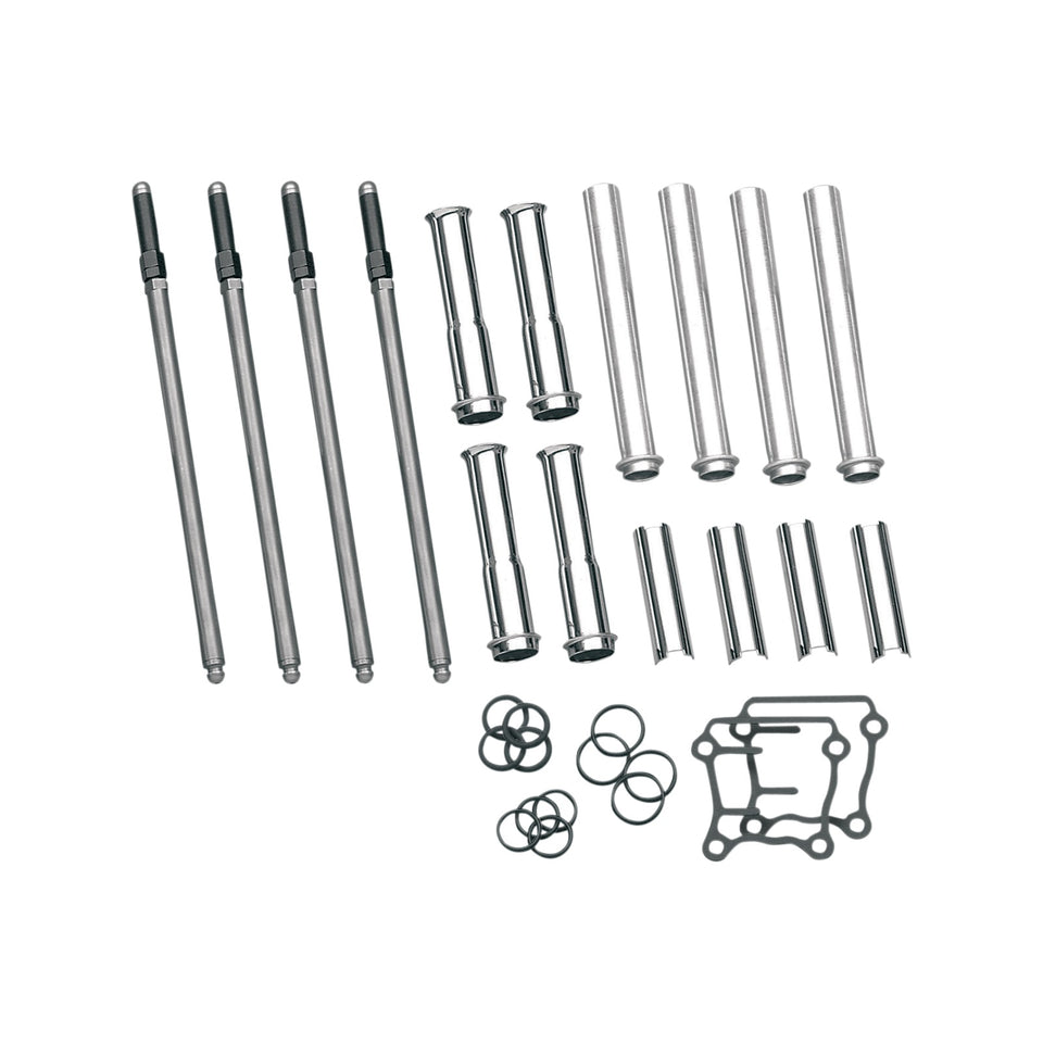 S&S CYCLE - ADJUSTABLE PUSHROD KIT - CHROME COVERS - TWIN CAM '99-'17