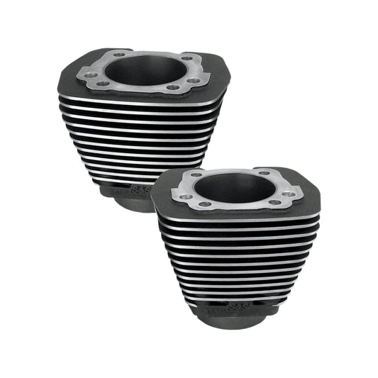 S&S CYCLE - CYLINDER - 3.500" - WRINKLE BLACK WITH HIGHLIGHTED FINS - EVOLUTION BIG TWIN