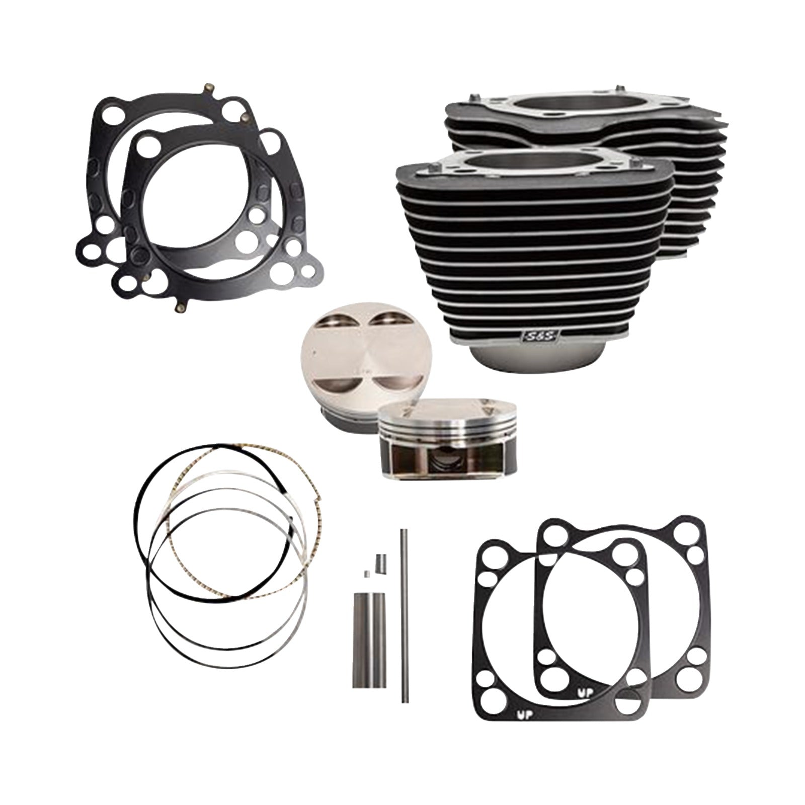 S&S CYCLE - CYLINDER KIT - 124" BIG BORE - WRINKLE BLACK W/HIGHLIGHTS - 107" M8