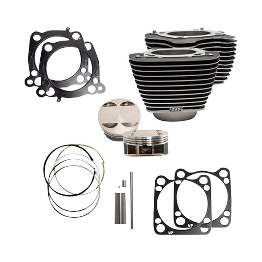 S&S CYCLE - CYLINDER KIT - 124" BIG BORE - WRINKLE BLACK W/HIGHLIGHTS - 107" M8
