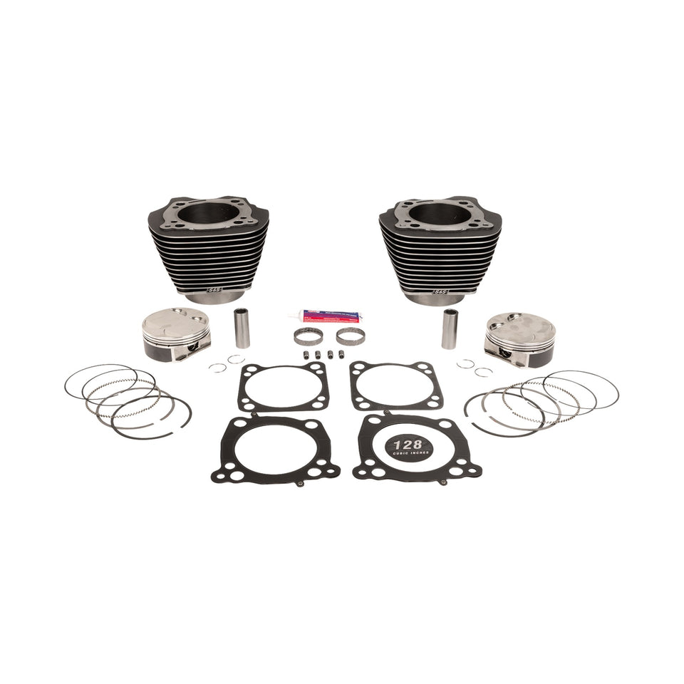 S&S CYCLE - CYLINDER KIT - 128" BIG BORE - BLACK GRANITE W/HIGHLIGHTS - 114"/117" M8