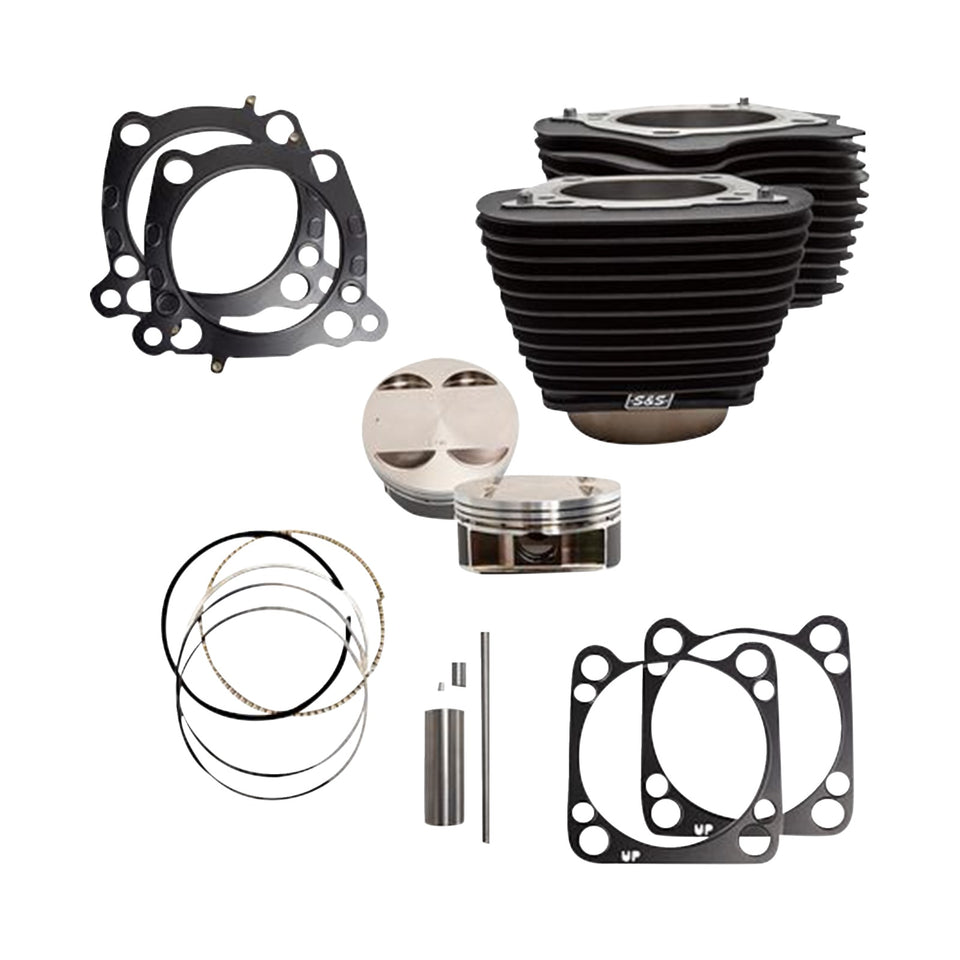S&S CYCLE - CYLINDER KIT - 124" BIG BORE - WRINKLE BLACK W/O HIGHLIGHTS - 107" M8