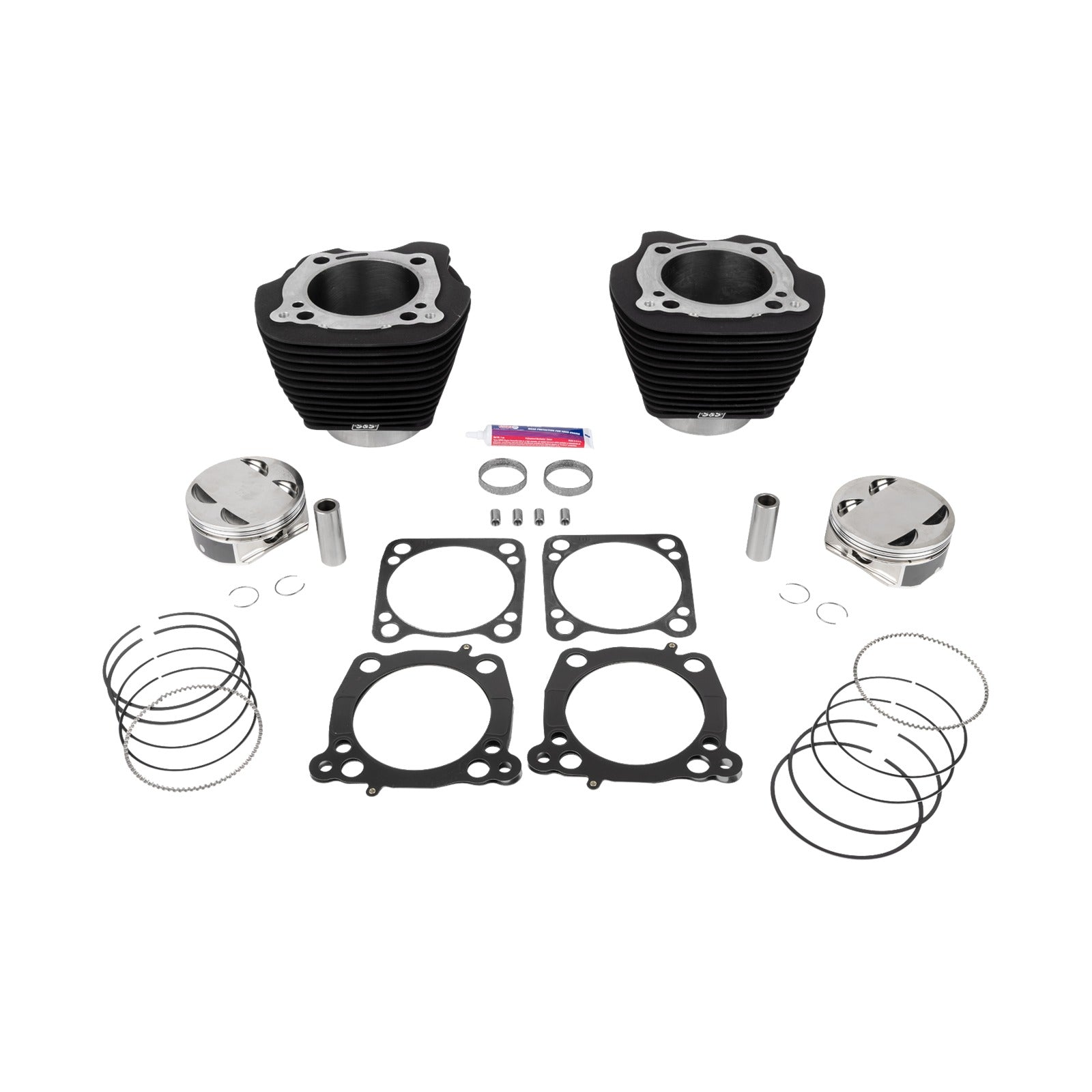 S&S CYCLE - 132" CYLINDER KIT - 4.500" STROKE - WRINKLE BLACK W/O HIGHLIGHTED FINS - M8
