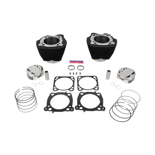 S&S CYCLE - 132" CYLINDER KIT - 4.500" STROKE - WRINKLE BLACK W/O HIGHLIGHTED FINS - M8