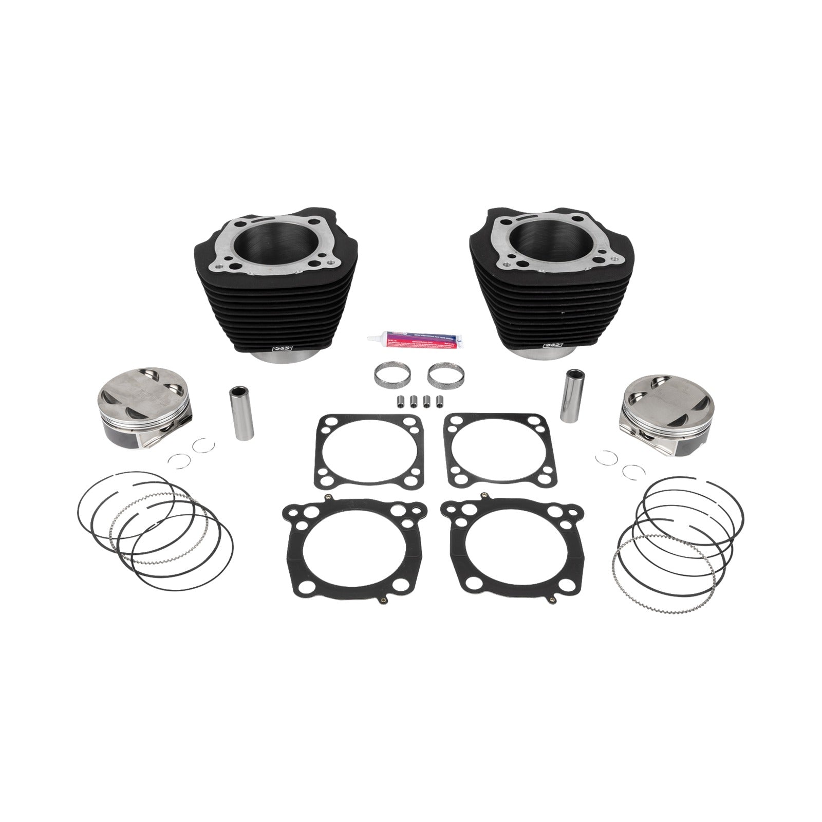 S&S CYCLE - 136" CYLINDER KIT - 4.625" STROKE - WRINKLE BLACK W/O HIGHLIGHTED FINS - M8