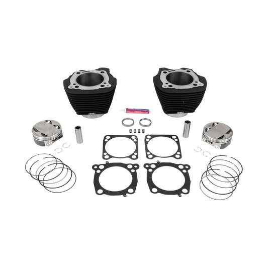 S&S CYCLE - 136" CYLINDER KIT - 4.625" STROKE - WRINKLE BLACK W/O HIGHLIGHTED FINS - M8