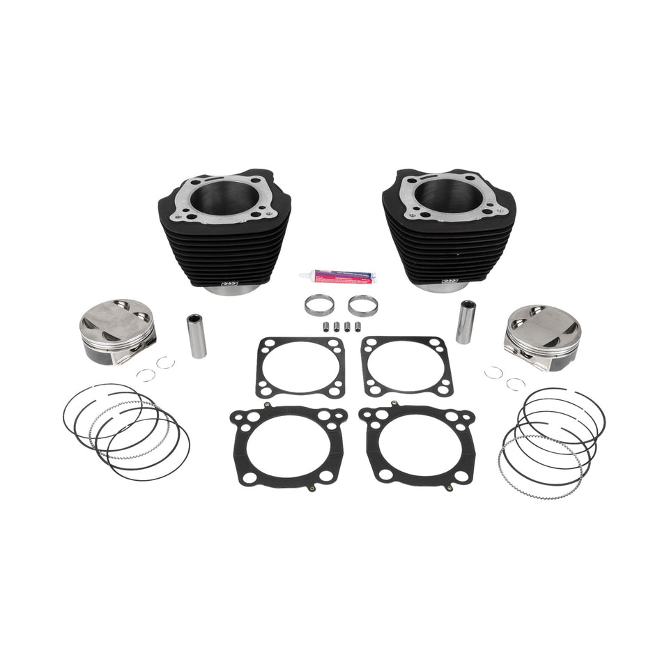 S&S CYCLE - 136" CYLINDER KIT - 4.625" STROKE - WRINKLE BLACK W/O HIGHLIGHTED FINS - M8