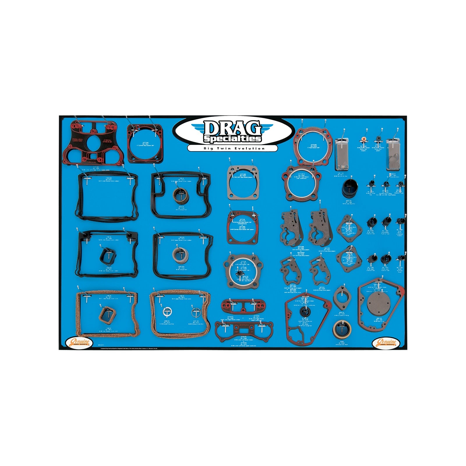 DRAG SPECIALTIES - GASKET/SEAL AND O-RING DISPLAY BOARD - '84-'99 EVO BIG TWIN