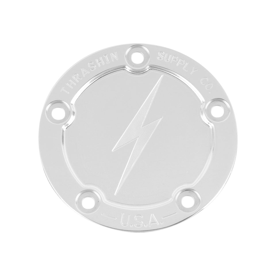 THRASHIN SUPPLY CO. - POINTS COVER - DISHED - POLISHED - 5 HOLE - TWIN CAM