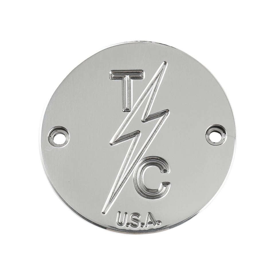 THRASHIN SUPPLY CO. - POINTS COVER - DISHED - BLACK - 5 HOLE - TWIN CAM