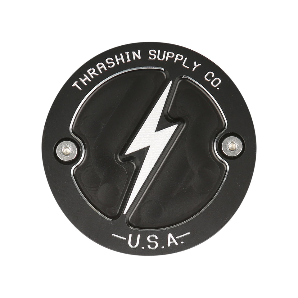 THRASHIN SUPPLY CO. - POINTS COVER - DISHED - BLACK - 2 HOLE - M8