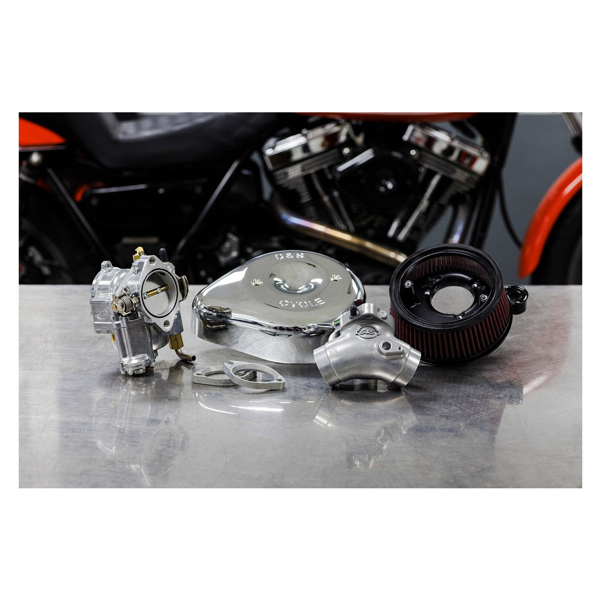 S&S CYCLE - SUPER E CARBURETOR WITH STEALTH AIR CLEANER KIT - CHROME - EVOLUTION BIG TWIN