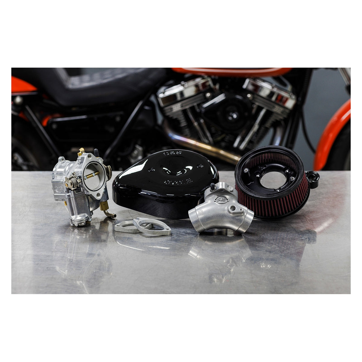S&S CYCLE - SUPER E CARBURETOR WITH STEALTH AIR CLEANER KIT - GLOSS BLACK - EVOLUTION BIG TWIN