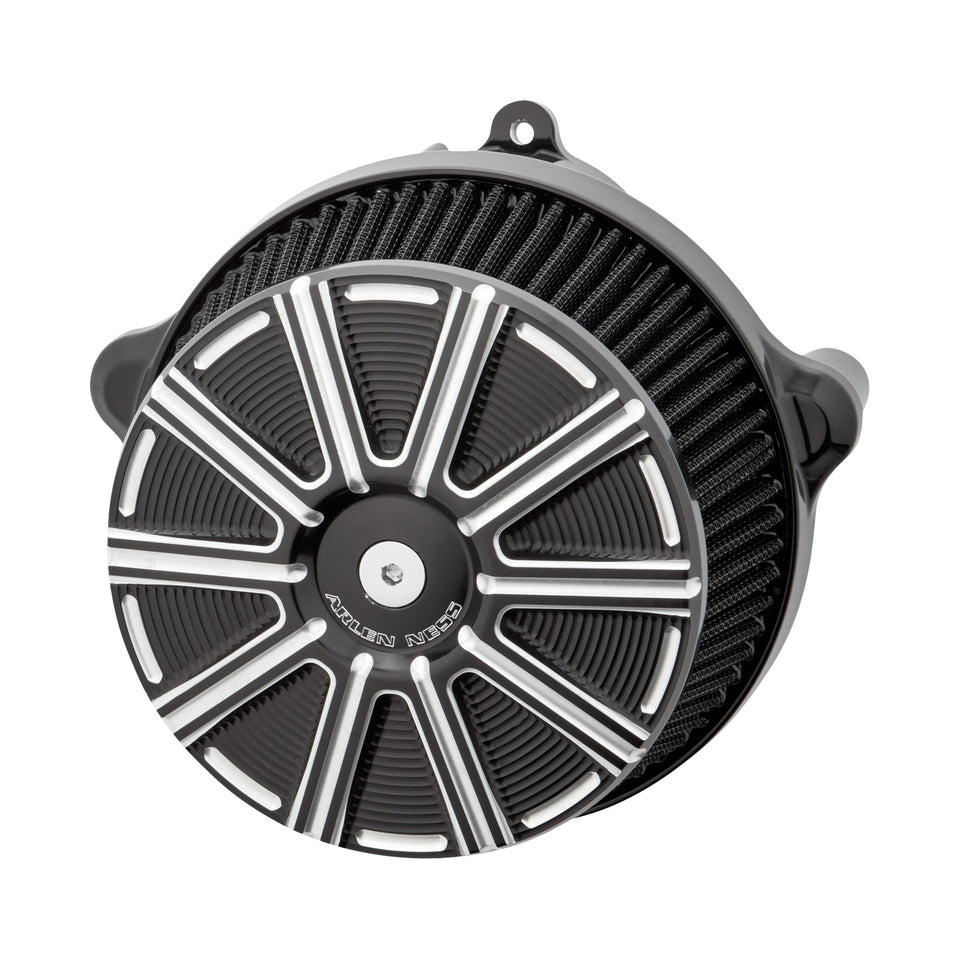 ARLEN NESS - BIG SUCKER(TM) STAGE 1 AIR CLEANER KIT WITH COVER - 10 GAUGE - BLACK WITH MACHINED ACCENTS