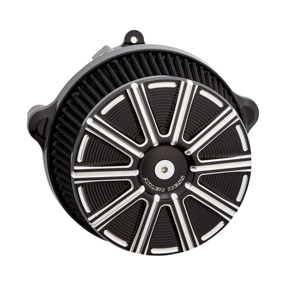 ARLEN NESS - BIG SUCKER(TM) STAGE 1 AIR CLEANER KIT WITH COVER - 10 GAUGE - BLACK WITH MACHINED ACCENTS