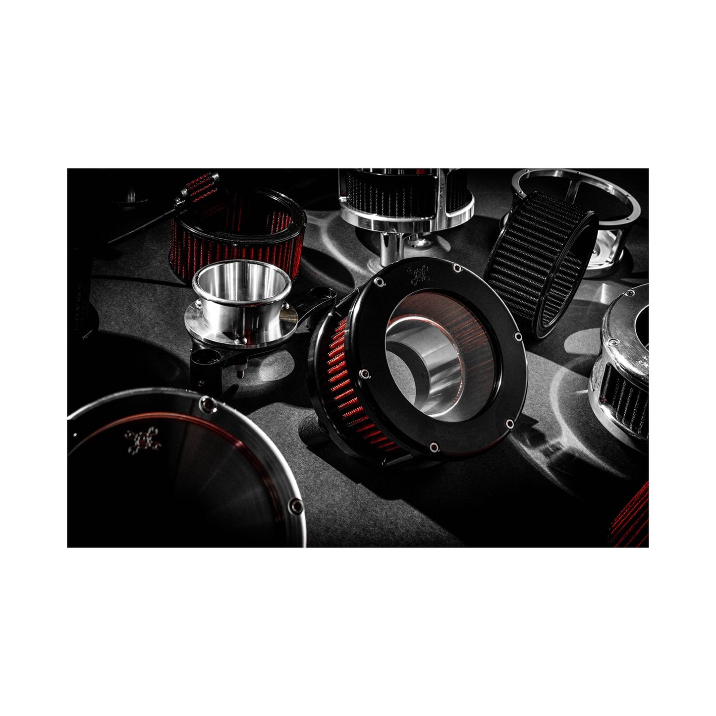 FEULING PARTS - BA AIR CLEANER KIT - BLACK/CLEAR WITH RED FILTER - M8
