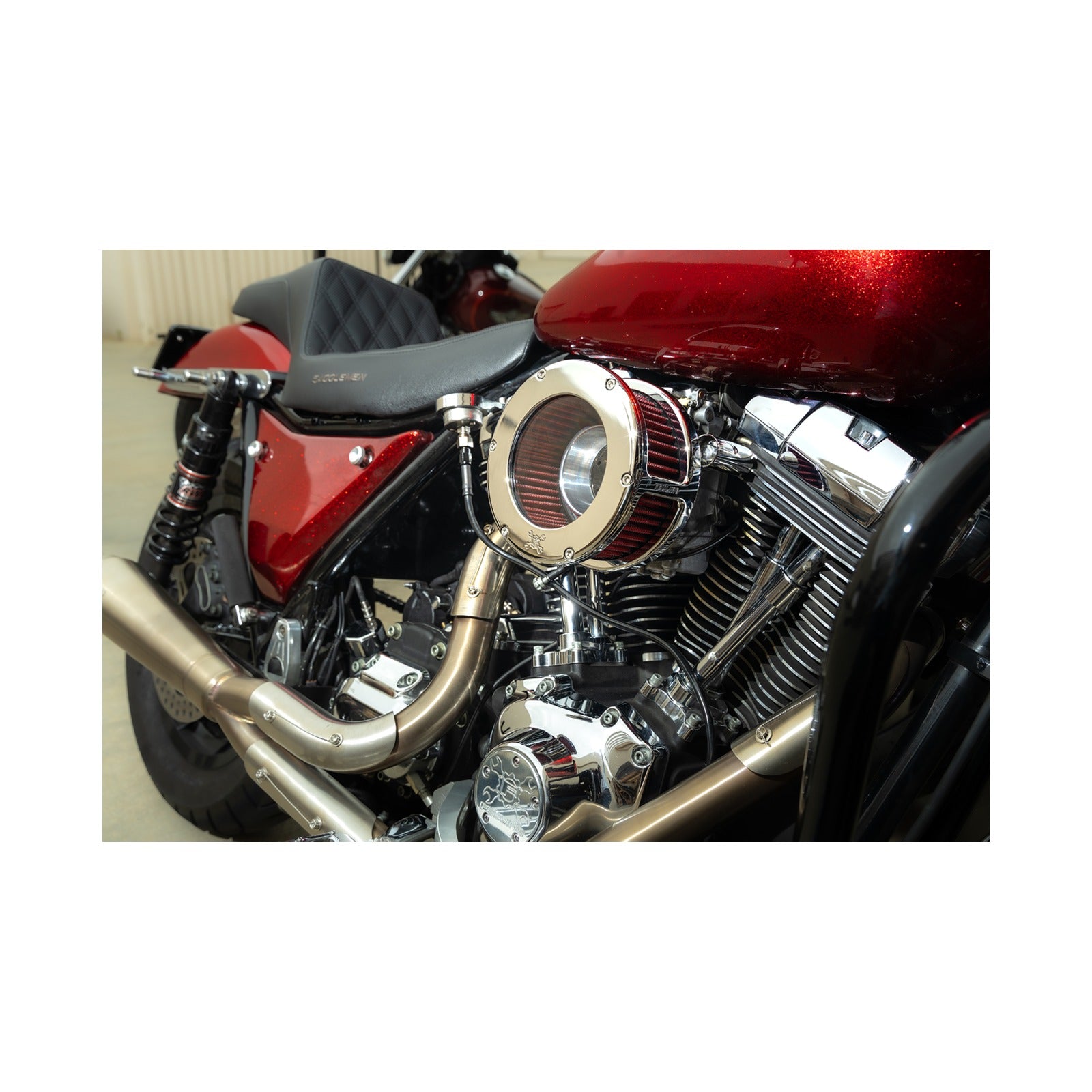 FEULING PARTS - BA AIR CLEANER KIT - CHROME/CLEAR WITH RED FILTER - M8