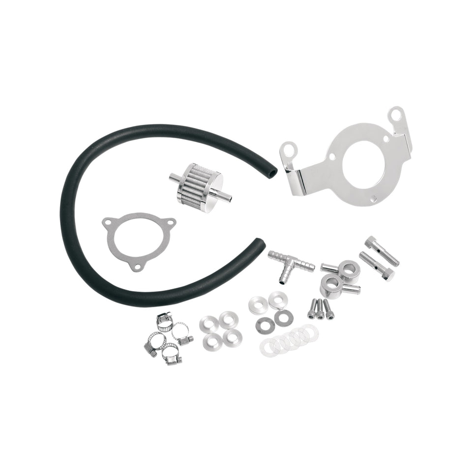 DRAG SPECIALTIES - CRANKCASE BREATHER WITH SUPPORT BRACKET KIT - DYNA/SOFTAIL/TOURING/TRIKE
