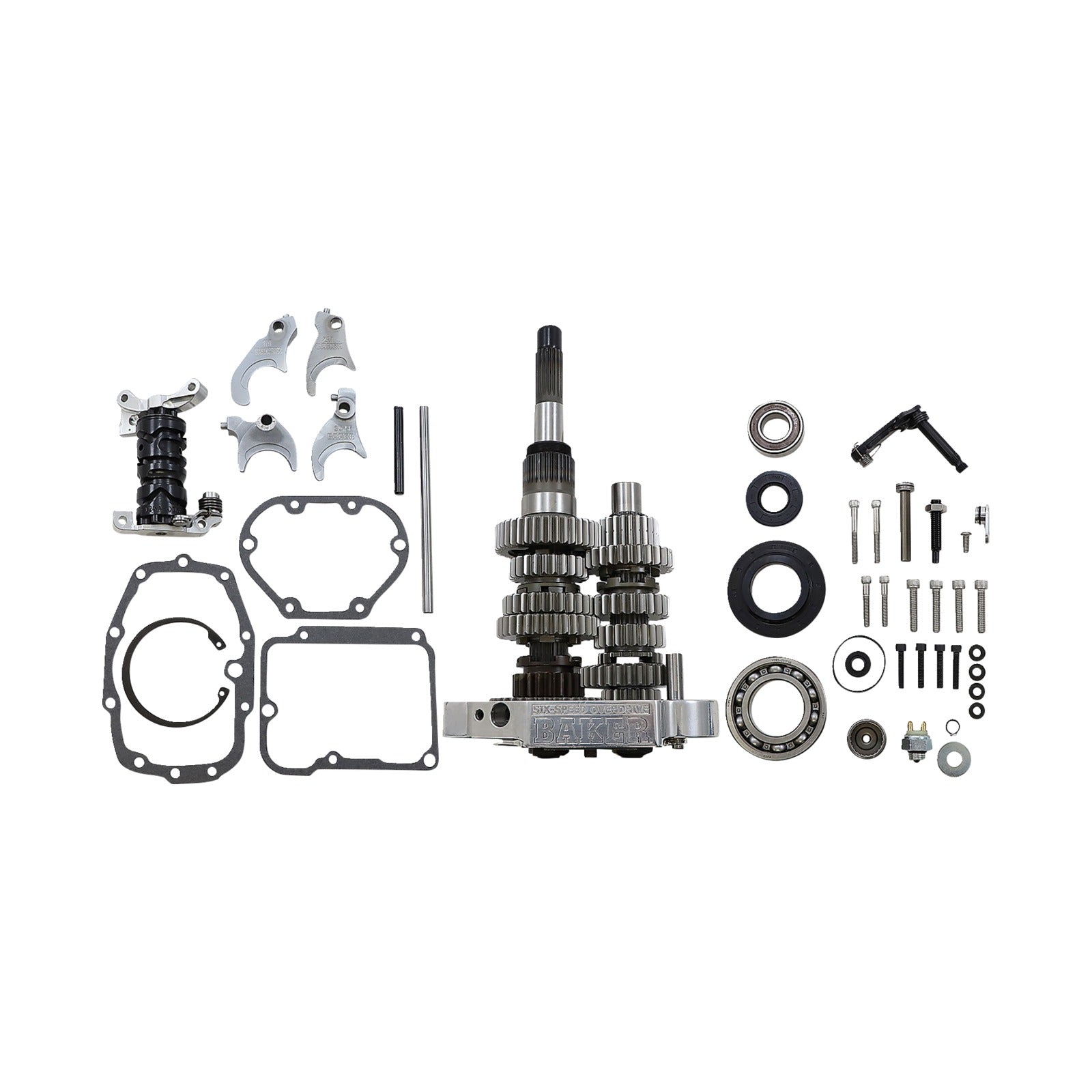 BAKER DRIVETRAIN - GEAR SET - OVERDRIVE/6-SPEED - POLISHED - SOFTAIL/DYNA/FXR