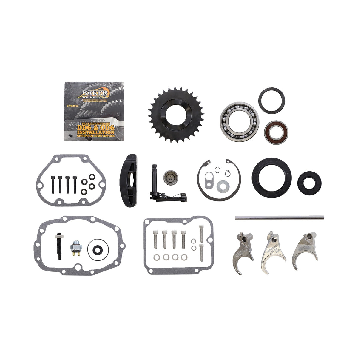 BAKER DRIVETRAIN - DIRECT DRIVE GEAR SET - 6-SPEED - POLISHED - '01-'06 SOFTAIL/DYNA