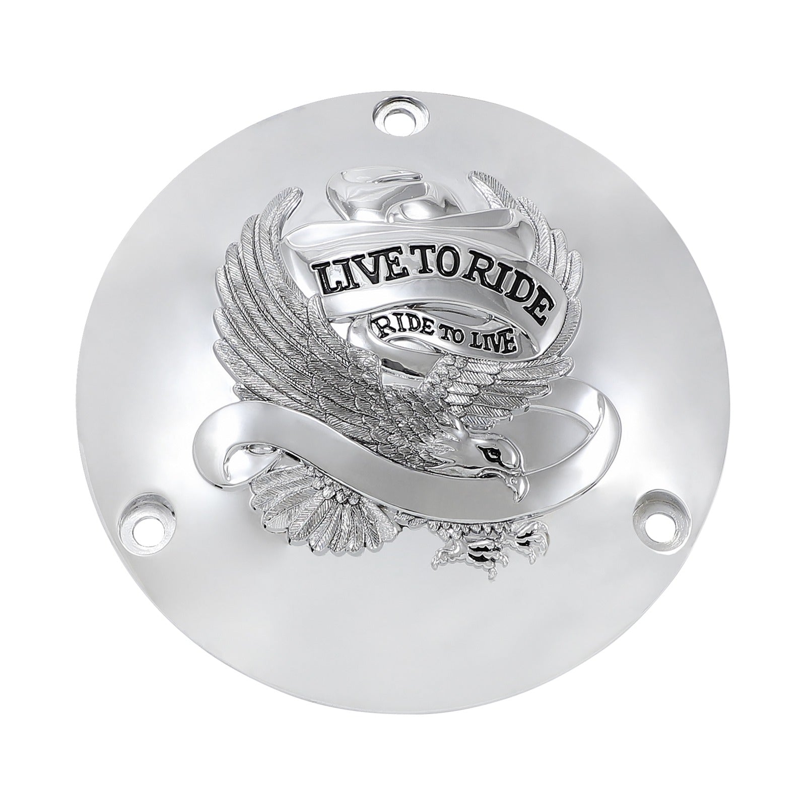 DRAG SPECIALTIES - LIVE TO RIDE DERBY COVER - 3 HOLE - CHROME