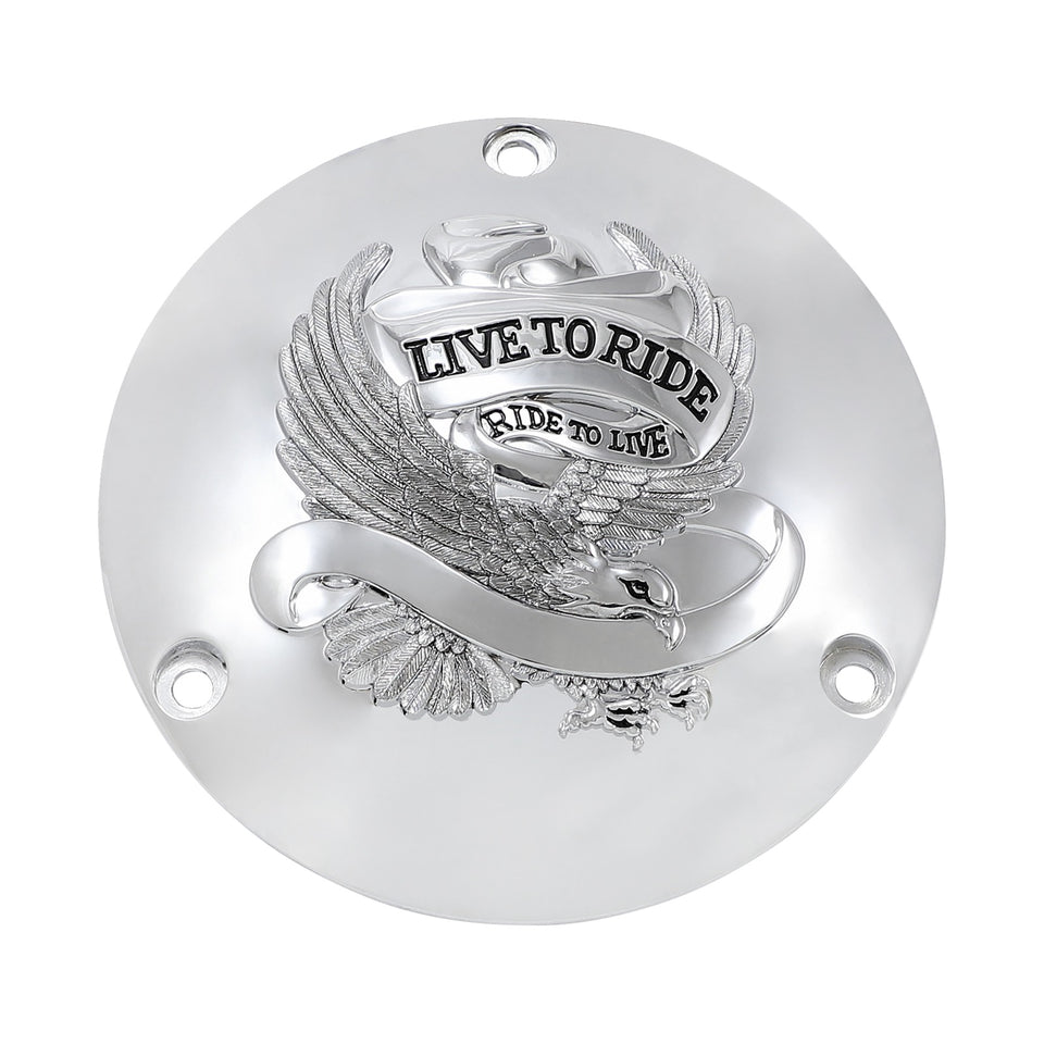 DRAG SPECIALTIES - LIVE TO RIDE DERBY COVER - 3 HOLE - CHROME