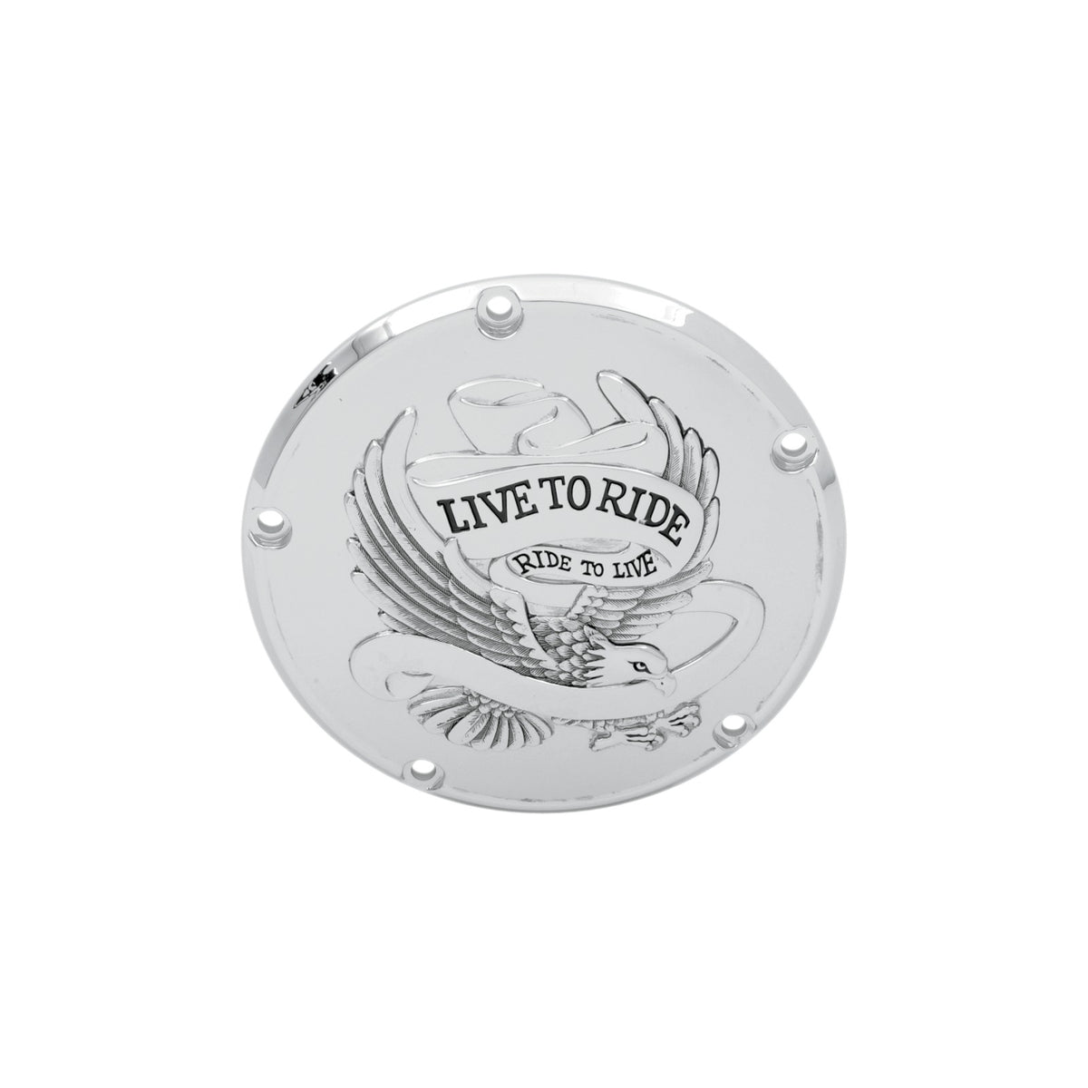 DRAG SPECIALTIES - DERBY COVER - LIVE TO RIDE - 5-HOLE - CHROME - '99-'18 BIG TWIN