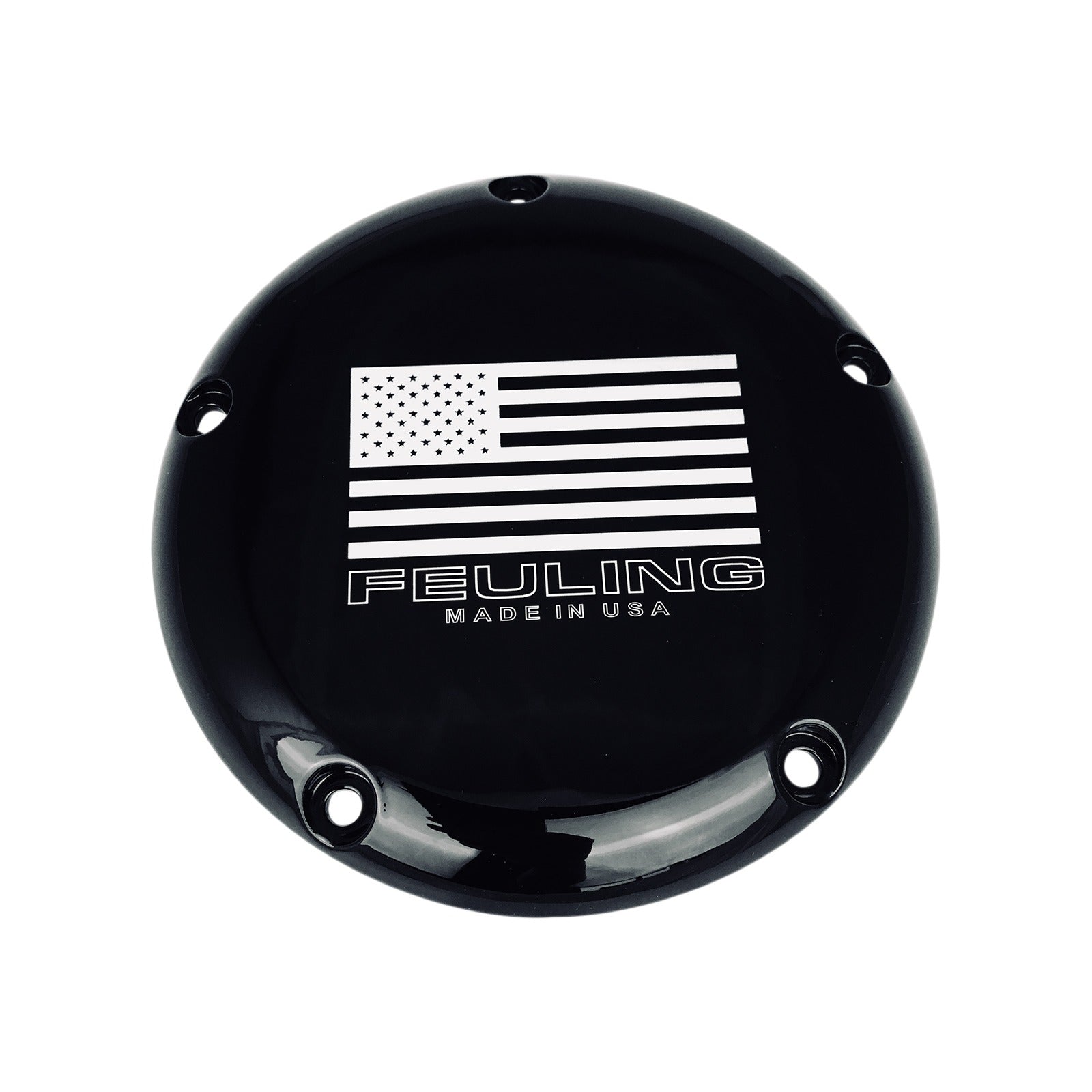 FEULING PARTS - DERBY COVER WITH CONTRAST LASERED AMERICAN FLAG - BLACK - 5 HOLE - BIG TWIN