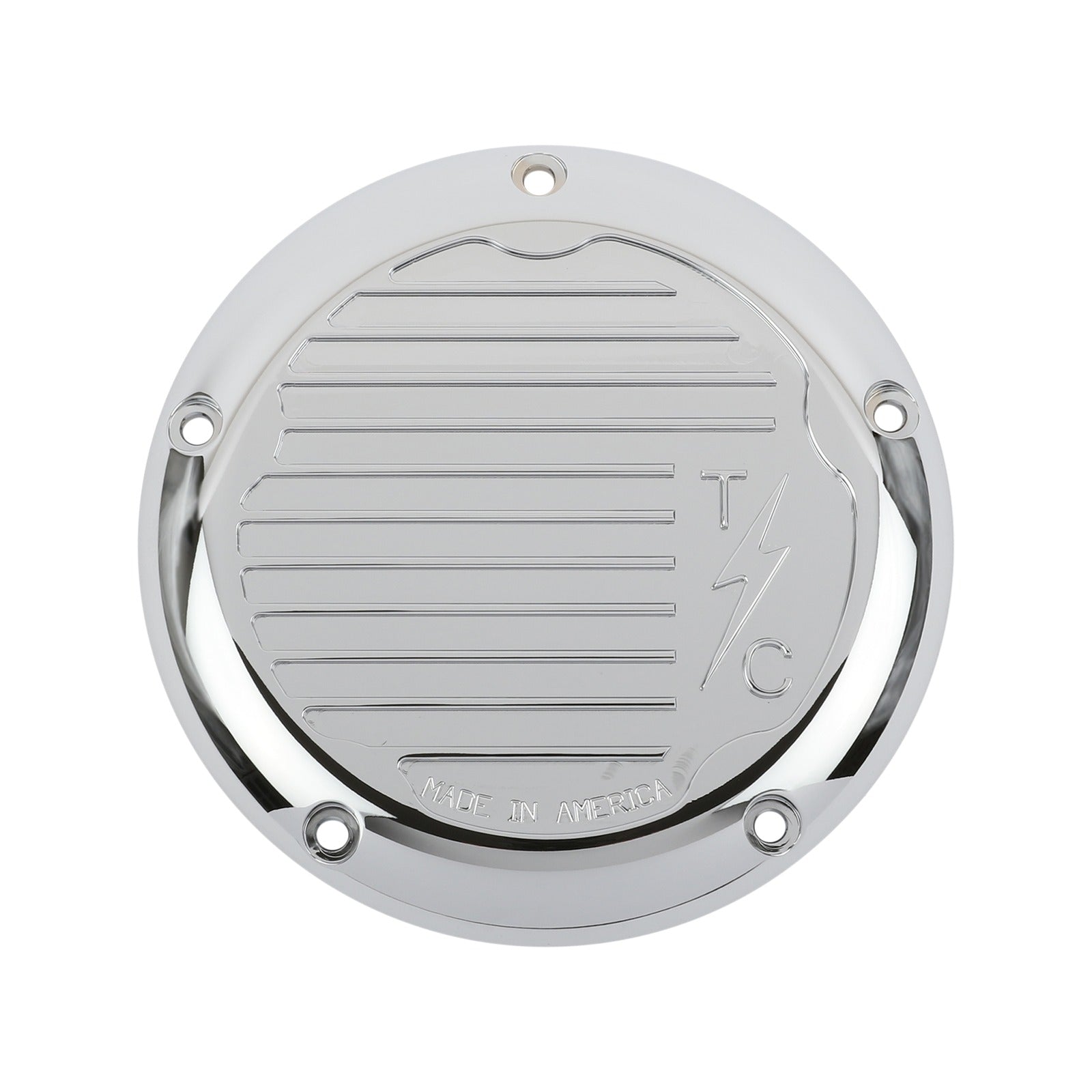 THRASHIN SUPPLY CO. - DERBY COVER WITHOUT GASKET - FINNED - CHROME - 5 HOLE