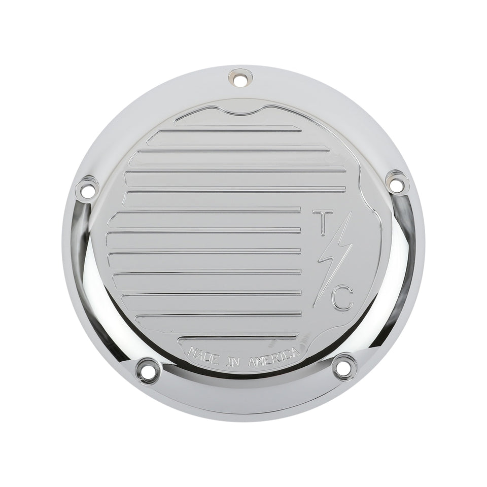 THRASHIN SUPPLY CO. - DERBY COVER WITHOUT GASKET - FINNED - CHROME - 5 HOLE