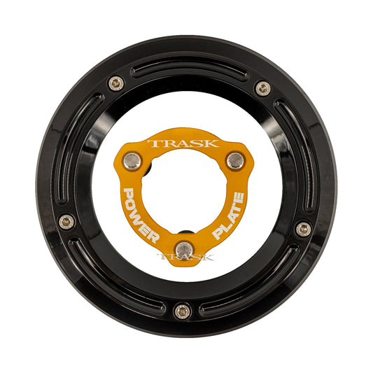 TRASK - DERBY COVER WITH POWER PLATE - BLACK/GOLD - KIT - '17-'25 HARLEY-DAVIDSON
