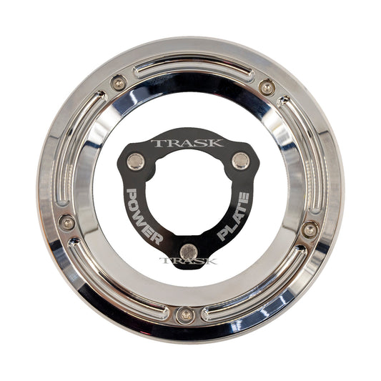 TRASK - DERBY COVER WITH POWER PLATE - CHROME/BLACK - KIT - '17-'25 HARLEY-DAVIDSON