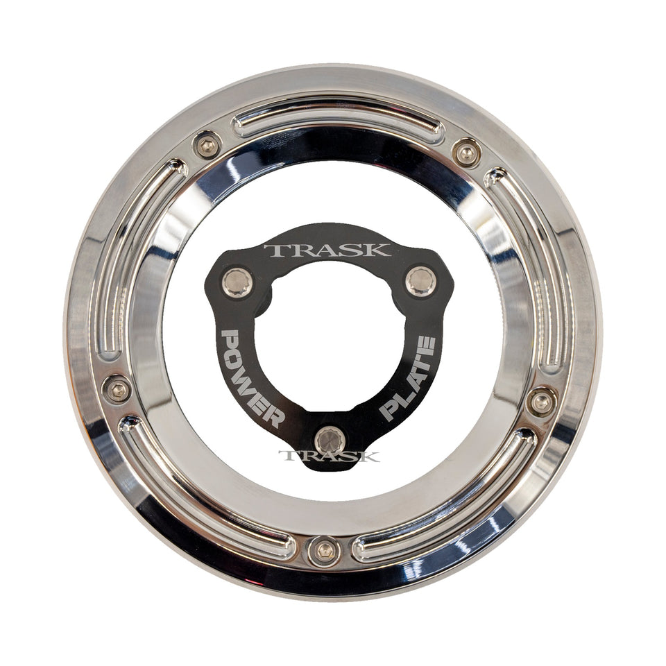 TRASK - DERBY COVER WITH POWER PLATE - CHROME/BLACK - KIT - '17-'25 HARLEY-DAVIDSON