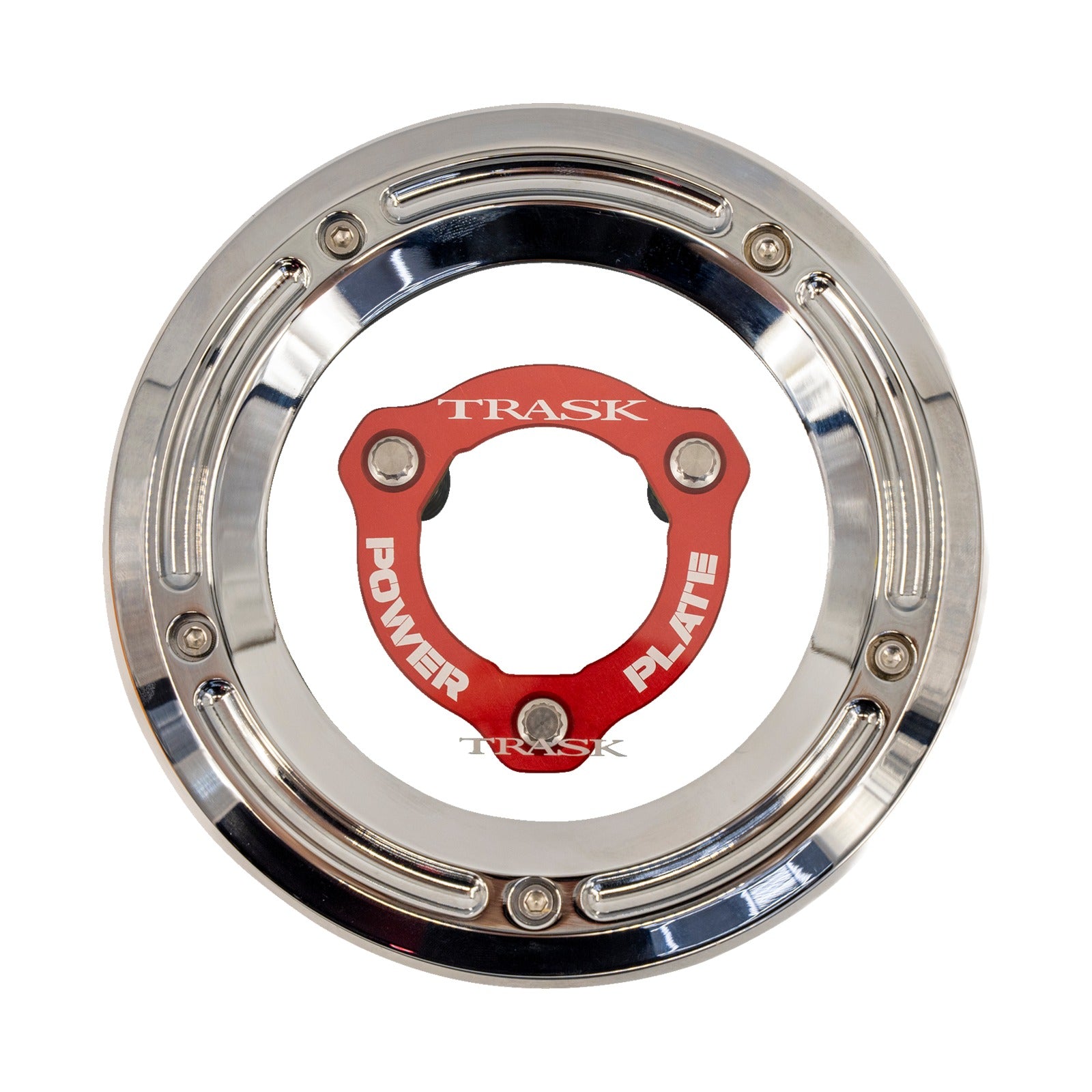 TRASK - DERBY COVER WITH POWER PLATE - CHROME/RED - KIT - '17-'25 HARLEY-DAVIDSON