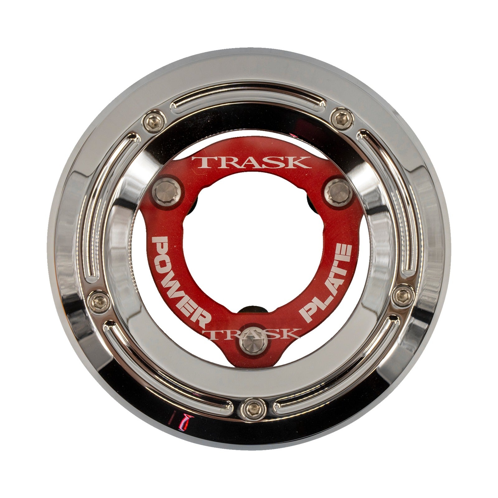 TRASK - DERBY COVER WITH POWER PLATE - CHROME/RED - KIT - '18-'25 SOFTAIL