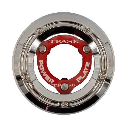 TRASK - DERBY COVER WITH POWER PLATE - CHROME/RED - KIT - '18-'25 SOFTAIL