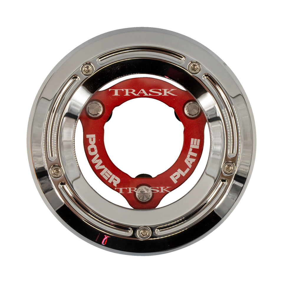 TRASK - DERBY COVER WITH POWER PLATE - CHROME/RED - KIT - '18-'25 SOFTAIL