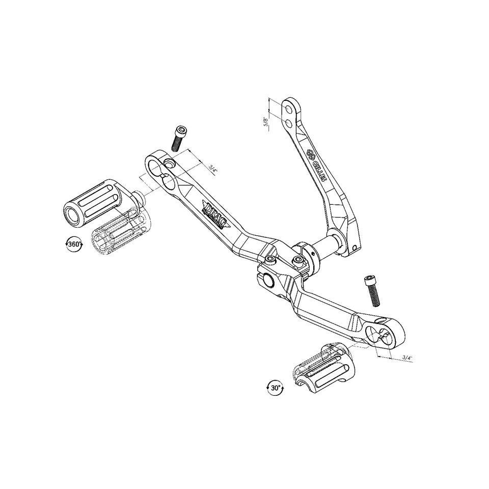 DRAG SPECIALTIES - HEEL/TOE SHIFTER DESIGNED BY GILLES - ADJUSTABLE - BLACK