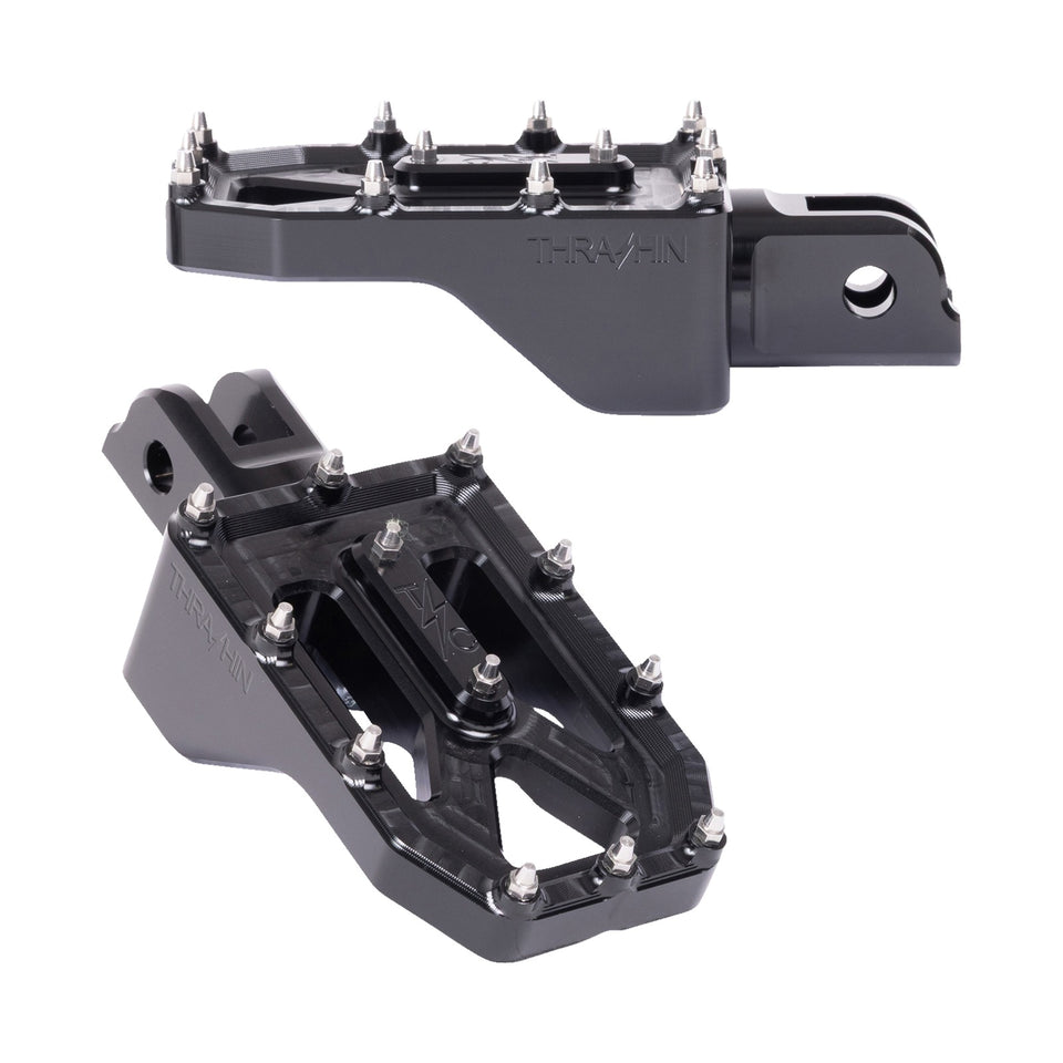 THRASHIN SUPPLY CO. - AGGRESSOR FOOT PEGS - FRONT - BLACK - FL/FX '18-'25